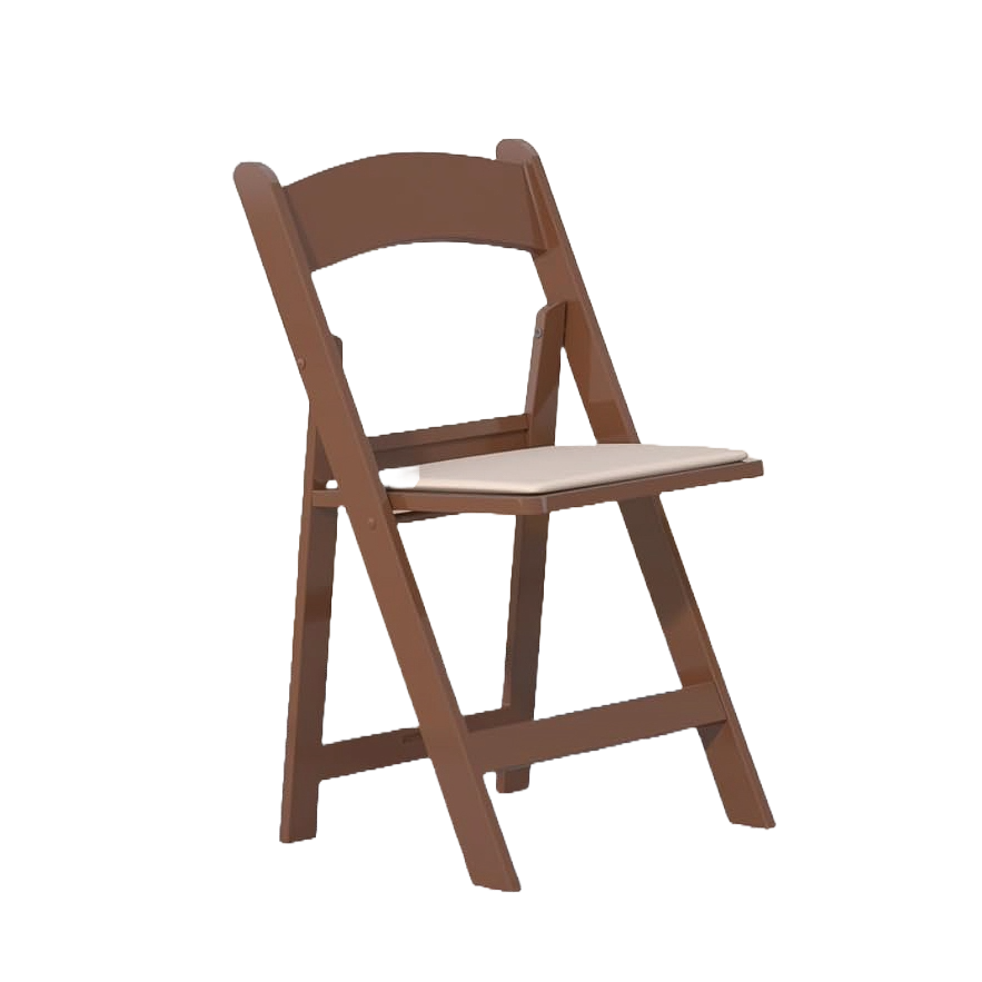 Brown fruitwood padded rental chair