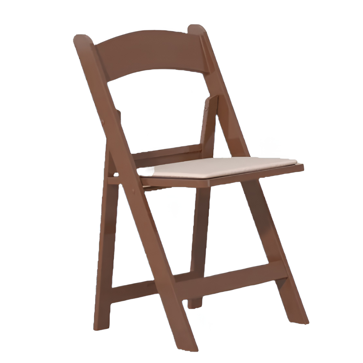 Brown wood padded chair rentals in Los Angeles