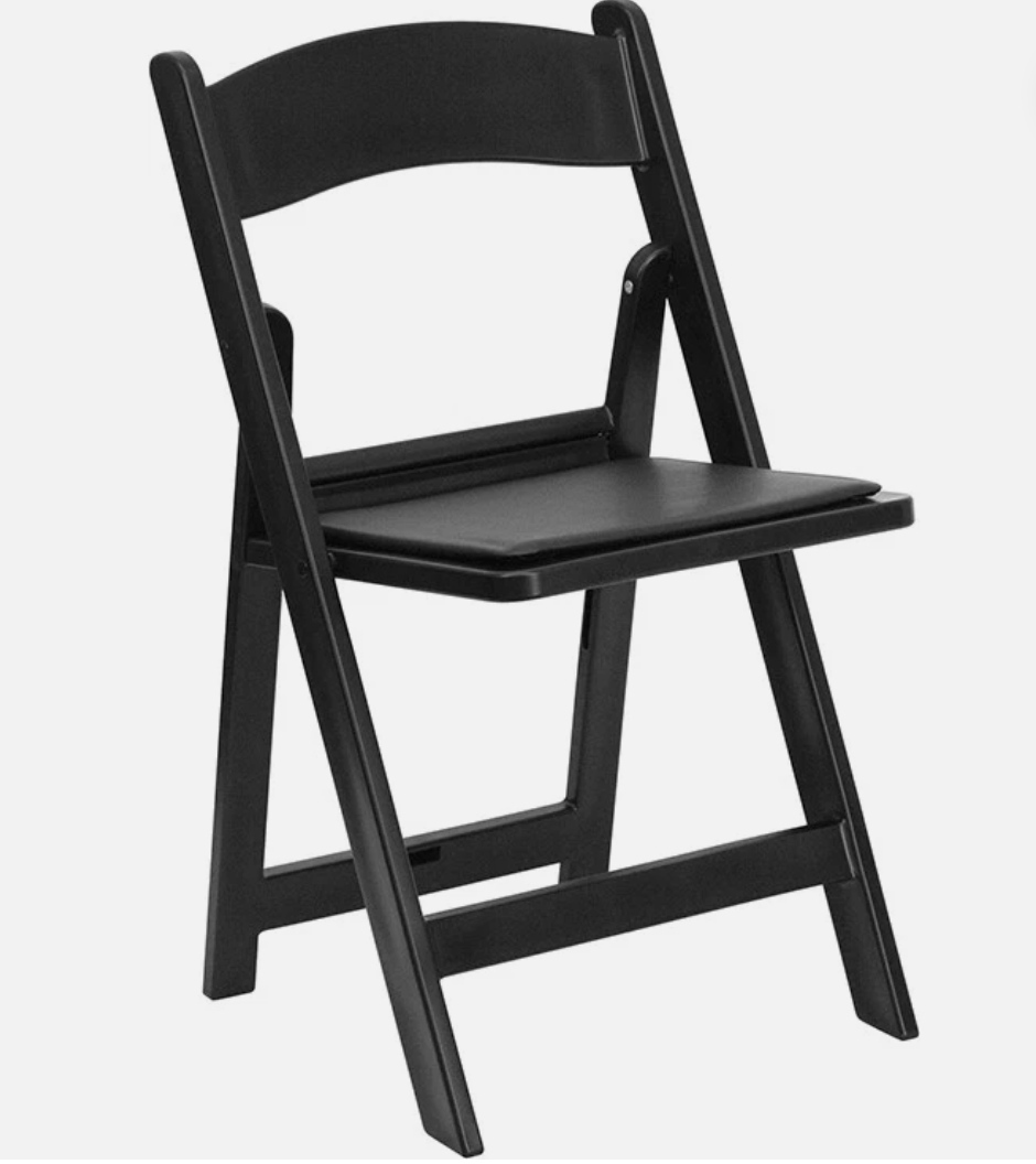 Black padded rental chair